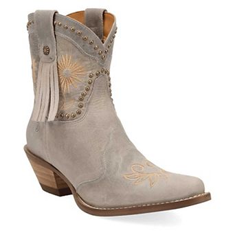 Dingo Country Cute Women's Leather Bootie with Block Heel and Floral Design