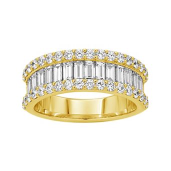 Jewelexcess 14k Gold Over Silver 2 Carat T.W. Baguette & Round Lab-Grown Diamond Channel-Set Band Ring