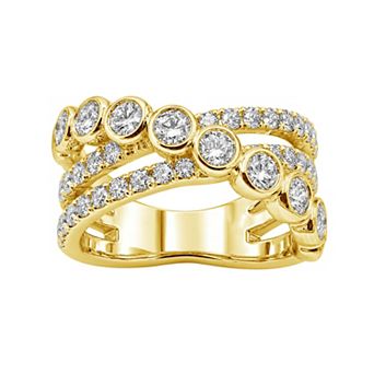 Jewelexcess Sterling Silver 2 Carat T.W. Multi-Row IGL Certified Lab-Grown Diamond Ring