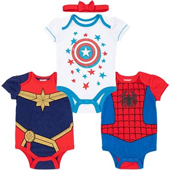 Marvel Avengers 3-Pack Cosplay Bodysuits and Headband Set
