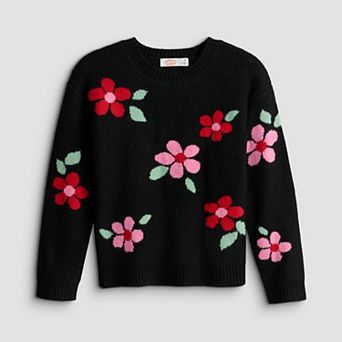 Girls 4-12 Jumping Beans® Ladderback Floral Crewneck Pullover Sweater