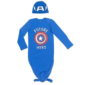 Marvel Avengers Captain America 2 pc Sleepwear Gown and Hat Set