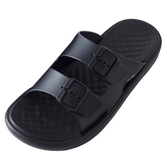 Roxoni Men’s Double Buckle Comfort Slide Sandals Non Slip Casual Slippers