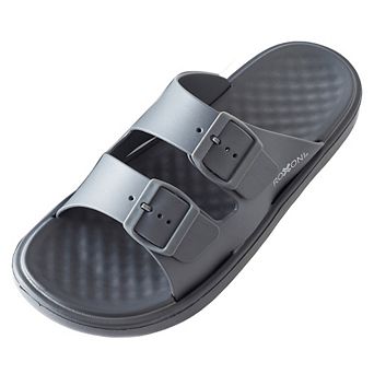 Roxoni Men’s Double Buckle Comfort Slide Sandals Non Slip Casual Slippers