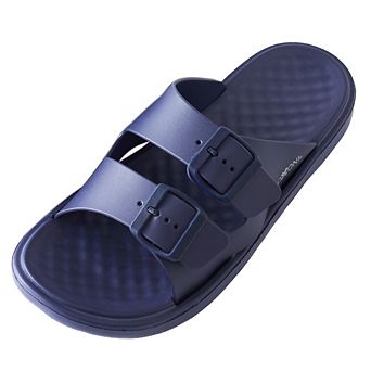 Roxoni Men’s Double Buckle Comfort Slide Sandals Non Slip Casual Slippers