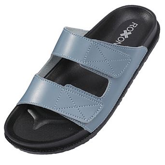 Roxoni Women's Lightweight Two-Strap Footbed Slide Sandals