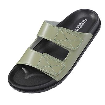 Roxoni Women's Lightweight Two-Strap Footbed Slide Sandals