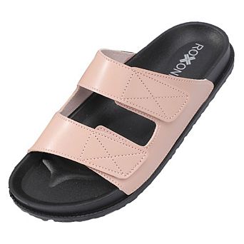 Roxoni Women's Lightweight Two-Strap Footbed Slide Sandals