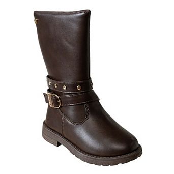 bebe Toddler Girls Tall Riding Boots with Heart Buckle and Studs