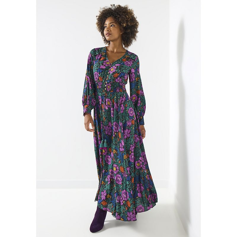 joe browns dresses size 18 Women's Plus Slit Front Maxi Dress in a stunning print
