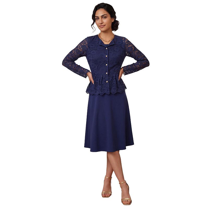 jessica london plus size women's 2-piece beaded jacket dress Peplum Lace feminine lace and a