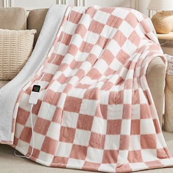 Inhand Heated Blanket Throw 50"x60", Plaid Sherpa Electric Blanket with 10 Heat Levels & Auto-Off