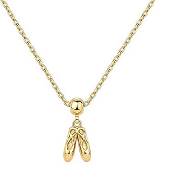 14K Gold Plated Adjustable Dainty Ballet Slippers Charm Pendant Necklace