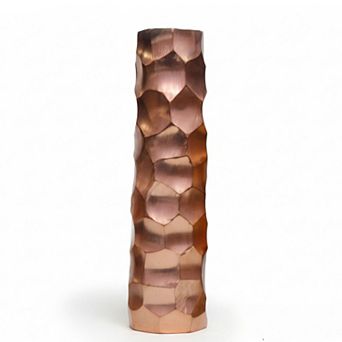 Large Decorative Modern Metal Honeycomb Design Table Flower Vase in Gold, 15-Inch Height
