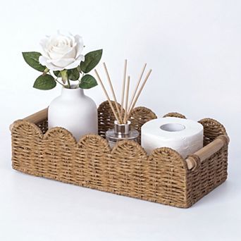 Wickerwise Toilet Paper Storage Basket for Bathroom Countertops