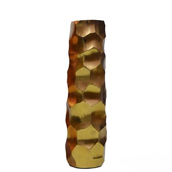 Medium Decorative Modern Metal Honeycomb Design Table Vase in Copper / Rose Gold, 12-Inch Height
