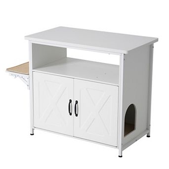 SUNSITT 40-50 Gallon Fish Tank Stand with Hidden Cat Litter Box Cabinet and Cat Perch