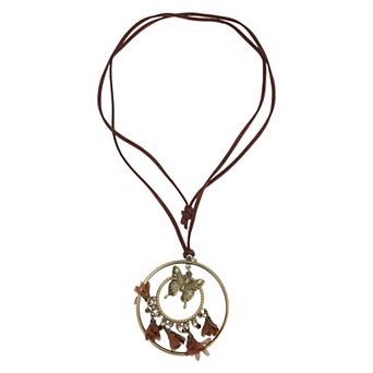 Versatile Long Pendant Necklace 12.2" to 15.7" Brown 1 pc