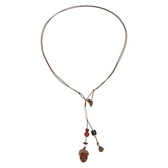Retro Long Pendant Bohemian Necklace 12.2" to 15.7" Brown 1 pc