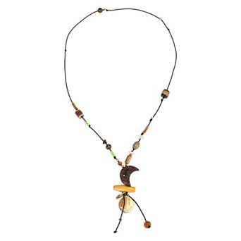 Adjustable Retro Long Pendant Bohemian Necklace 12.2" to 15.7" Brown 1 pc