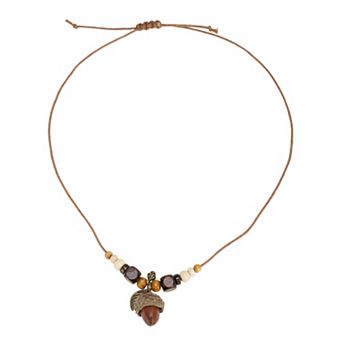 Retro Long Pendant Bohemian Necklace 12.2" to 15.7" Brown 1 pc