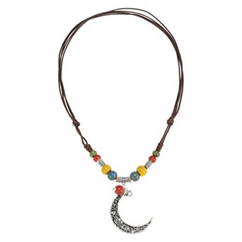 Fashion Long Pendant Bohemian Necklace 12.2" to 15.7" Brown 1 pc