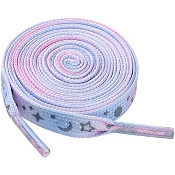 1 Pair Gradient Reflective Stars Flat Polyester Shoelaces for Sneakers 47.2"