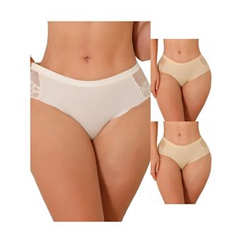 3 Packs Women's Floral Lace Sheer Briefs Low Waist Underwear Panties