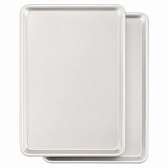 2-Pack Uncoated Aluminum Baking Sheet Pans Warp Resistant Commercial Grade