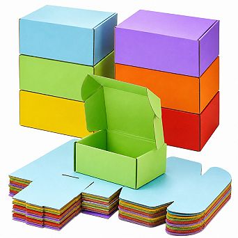 24 Pack 6x6x2 Inch Colored Corrugated Shipping Boxes 6 Colors Small Business Mailer Boxes