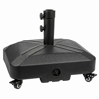 Heavy Duty Square Patio Umbrella Base With Wheels 4 Locks 125lb Capacity