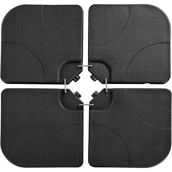 4 pc 200lb Cantilever Offset Patio Umbrella Base Water Sand Fillable Heavy Duty Stand