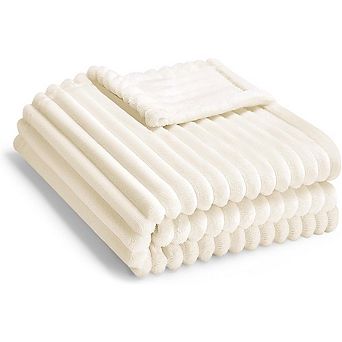 Soft Fleece Baby Blanket, Reversible Striped, Warm & Lightweight