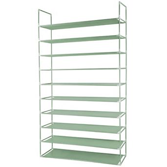 10 tier Shoe Rack Organizer 39 in Tall Freestanding Closet Storage Shelf, Grey