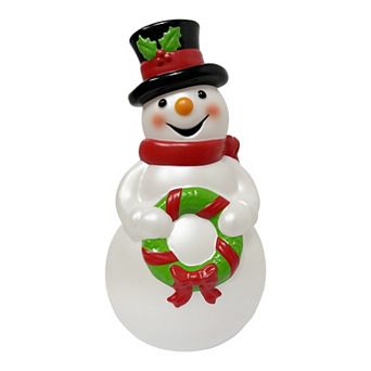 Fraser Hill Farm 24.8-Inch LED Snowman Holding Wreath Blow Mold