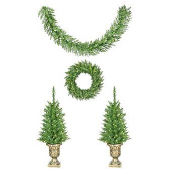 Fraser Hill Farm 4 pc Pre-Lit Christmas Porch Decor Set