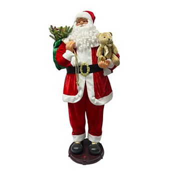Fraser Hill Farm 4.9-ft. Traditional Animated Musical Dancing Santa Claus with Teddy Bear