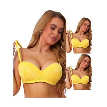 3 Packs Women's Lace Convertible Strapless Underwire Bra Push Up Comfort Everyday Lingerie