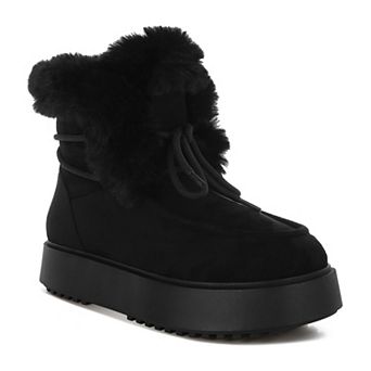 London Rag Bunting Faux-Fur Trim Women's Ankle Boots