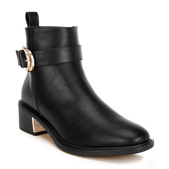 London Rag Winifred Harness Detail Women's Block Heel Ankle Boots