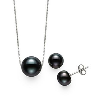 Velori Rhodium Over Sterling Silver Cultured Freshwater Pearl Necklace & Earrings Set