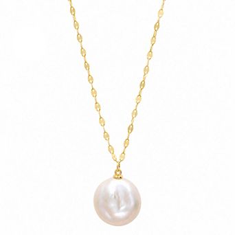 Velori White Freshwater Cultured Pearl Marquise Link Chain Necklace
