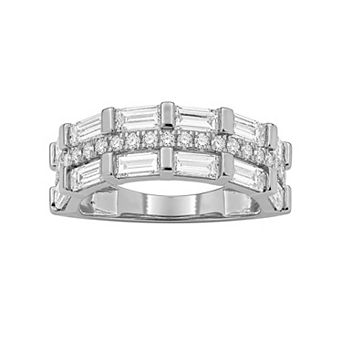 Jewelexcess Sterling Silver 2 Carat T.W. Lab-Gown Diamond Channel-Set Ring