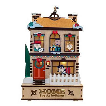 Kurt Adler Peanuts "Home for the Holidays" 12.2 in Battery-Operated Lighted House Table Décor