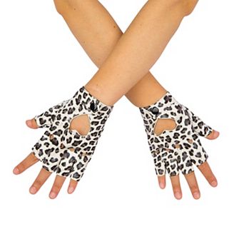 Women's Half-Finger PU Gloves Heart Cutout Nightclub Dance Rock