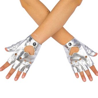 Women's Half-Finger PU Gloves Heart Cutout Nightclub Dance Rock