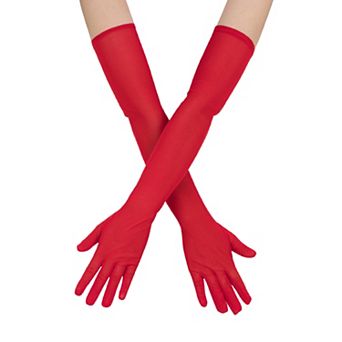 Women's Long Mesh Lace Full-finger Gloves Stretchy Sheer Gloves