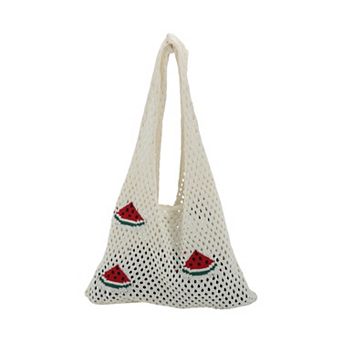 1 pc Cherry Pattern Knit Tote Shoulder Bag Casual Beach Purse