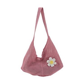 1 pc Daisy Flower Accent Knit Tote Shoulder Bag Casual Beach