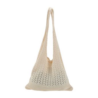 1 pc Pointelle Knit Tote Shoulder Bag Casual Beach Travel Handbag